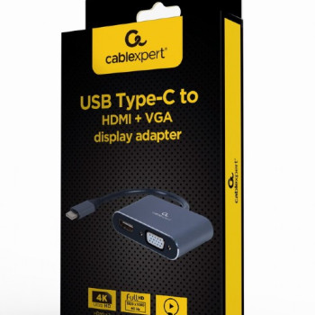 Cablexpert | USB Type-C uz HDMI un VGA displeja adapteris | A-USB3C-HDMIVGA-01 | USB Type-C