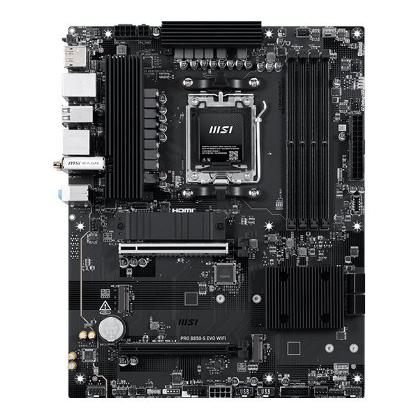 MSI PRO B850-S EVO WIFI | Processor family AMD | Processor socket AM5 | DDR5 | Supported hard disk drive interfaces SATA, M.2 | Number of SATA connectors 4