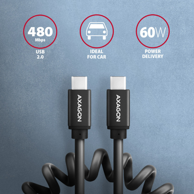 AXAGON | Twister Cable, 0.6 m | BUCM-CM10TB | USB Type C to USB Type C