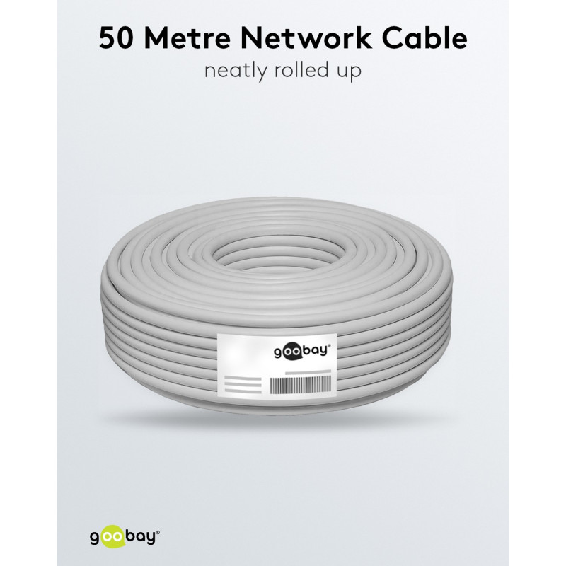 Goobay | CAT 6A tīkla kabelis, S/FTP (PiMF), 50 m | 96093 | S/FTP | Pelēks