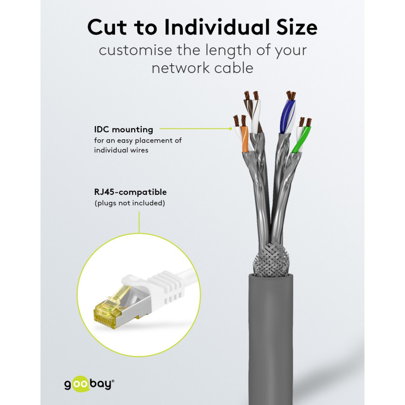 Goobay | CAT 6A tīkla kabelis, S/FTP (PiMF), 50 m | 96093 | S/FTP | Pelēks