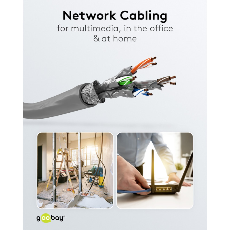 Goobay | CAT 6A tīkla kabelis, S/FTP (PiMF), 50 m | 96093 | S/FTP | Pelēks