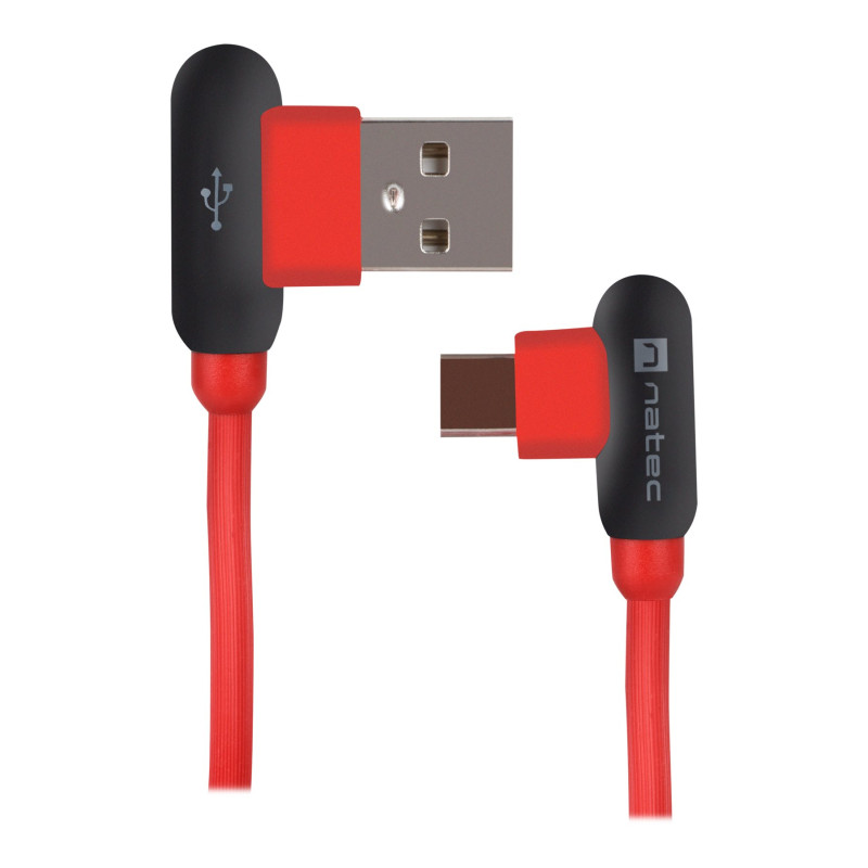 Natec Prati, Leņķa USB Type C uz Type A kabelis 1 m, Sarkans | Natec | Angled USB Type C to USB Type A | Prati | USB Type C | USB Type-A