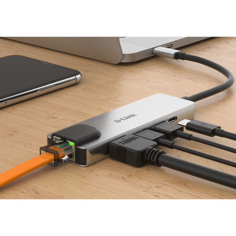 D-Link | 5‑1 USB-C koncentrators ar HDMI/Ethernet un Power Delivery | DUB-M520 | USB-C koncentrators