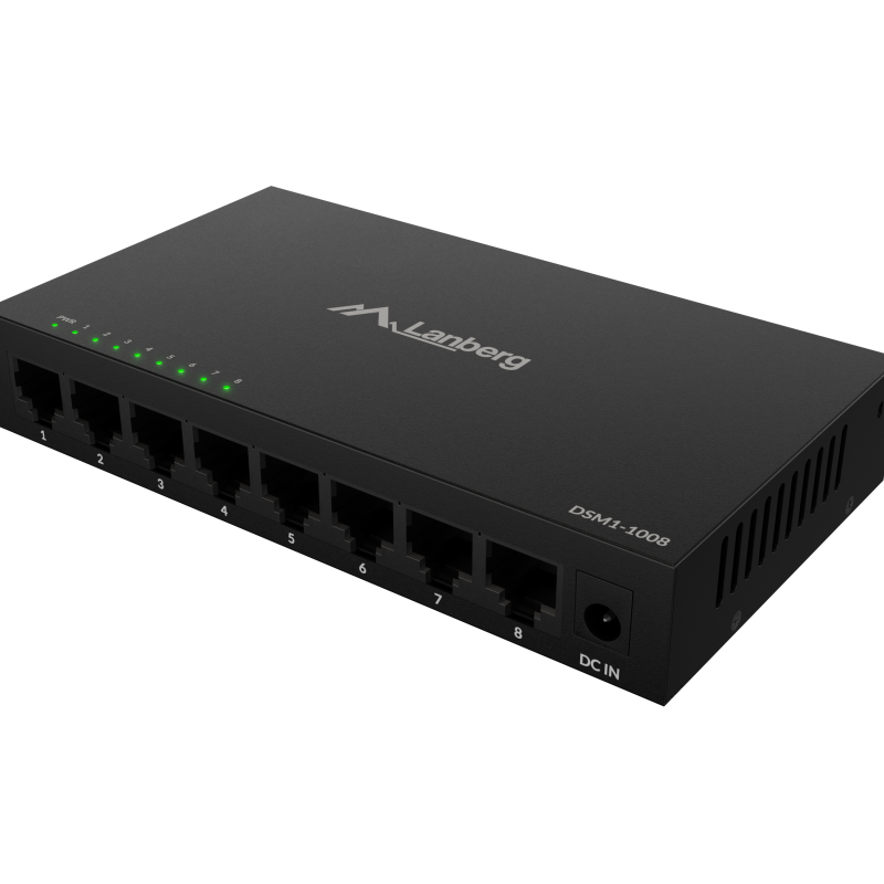 Lanberg Switch 8x1GB/s Unmanagment Gigabit Ethernet Desktop 12V metal case | DSM1-1008