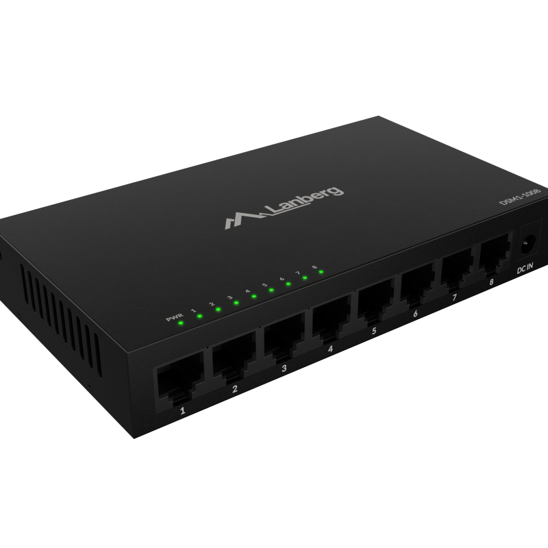 Lanberg Switch 8x1GB/s Unmanagment Gigabit Ethernet Desktop 12V metal case | DSM1-1008
