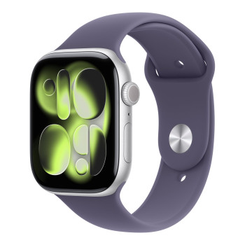 Apple Watch Series 11 GPS + Cellular 46mm sudraba alumīnija korpuss ar Purple Fog sporta siksniņu - S/M | Apple