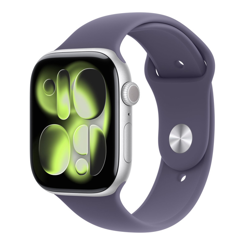 Apple Watch Series 11 GPS + Cellular 46mm sudraba alumīnija korpuss ar Purple Fog sporta siksniņu - S/M | Apple