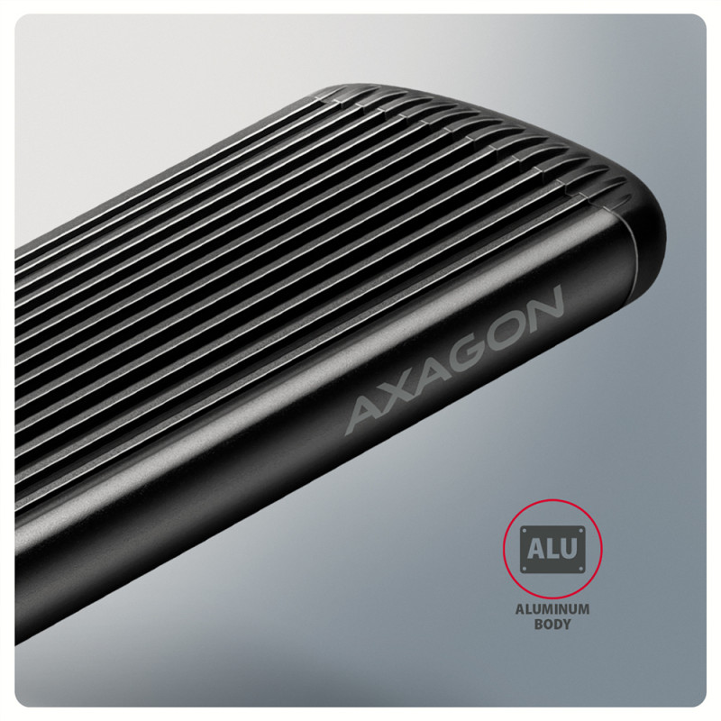 AXAGON USB-C 10Gbps M.2 NVMe SSD korpuss, bez skrūvēm, RIBBED alumīnijs | EEM2-SC