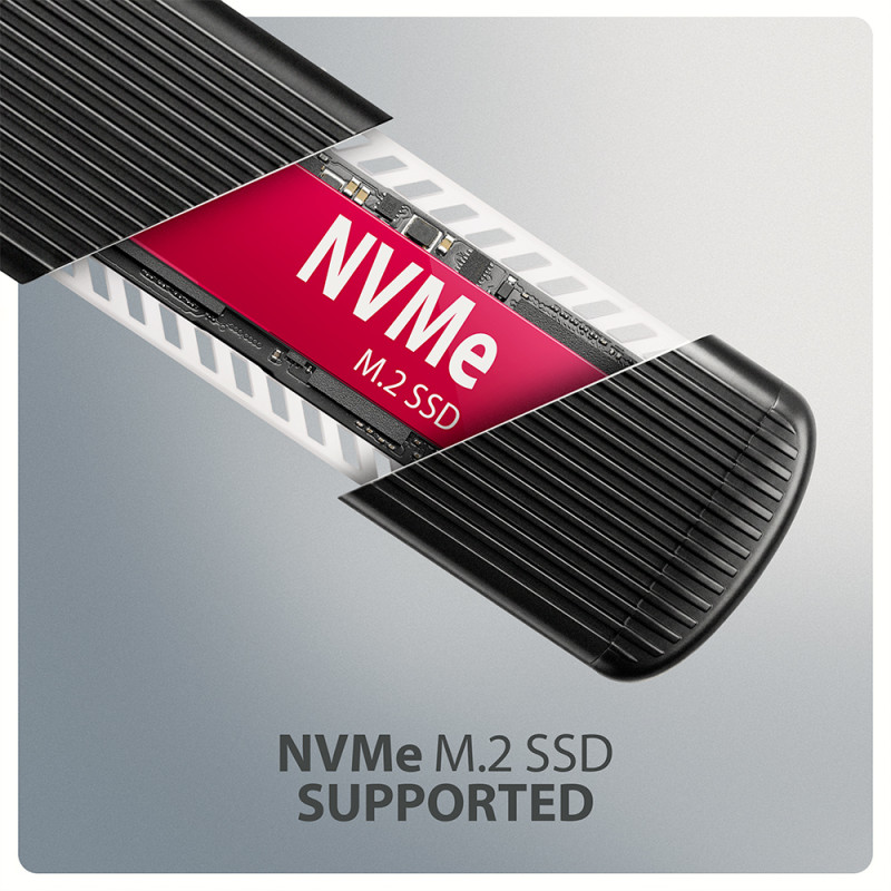 AXAGON USB-C 10Gbps M.2 NVMe SSD korpuss, bez skrūvēm, RIBBED alumīnijs | EEM2-SC