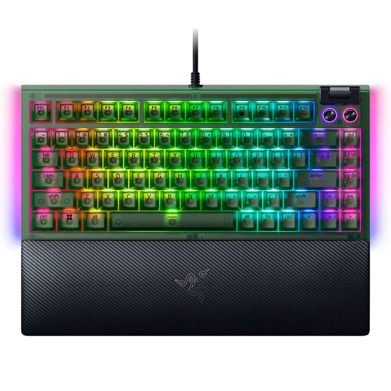 Razer | BlackWidow V4 75% | Mechanical Gaming Keyboard | Wired | US | Mechanical Switches | Phantom Green Edition | Chroma RGB