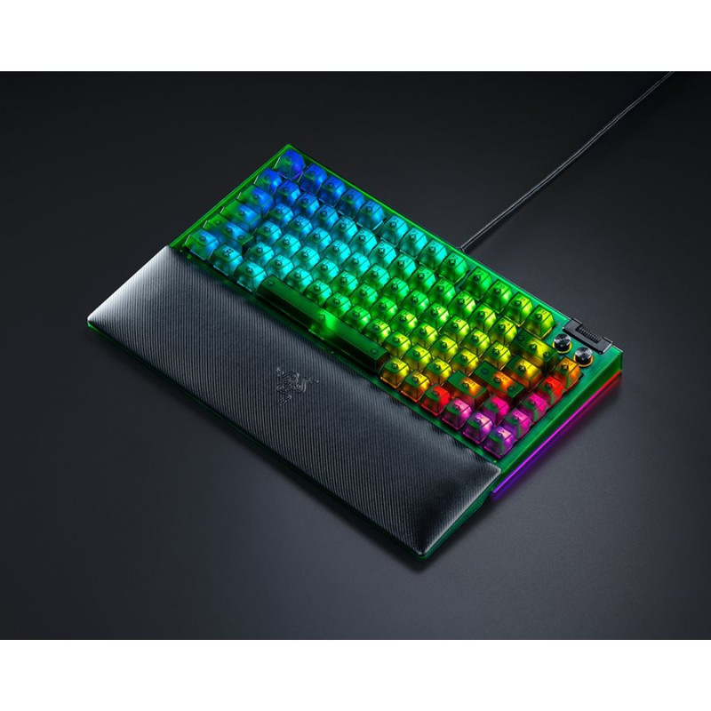Razer | BlackWidow V4 75% | Mechanical Gaming Keyboard | Wired | US | Mechanical Switches | Phantom Green Edition | Chroma RGB