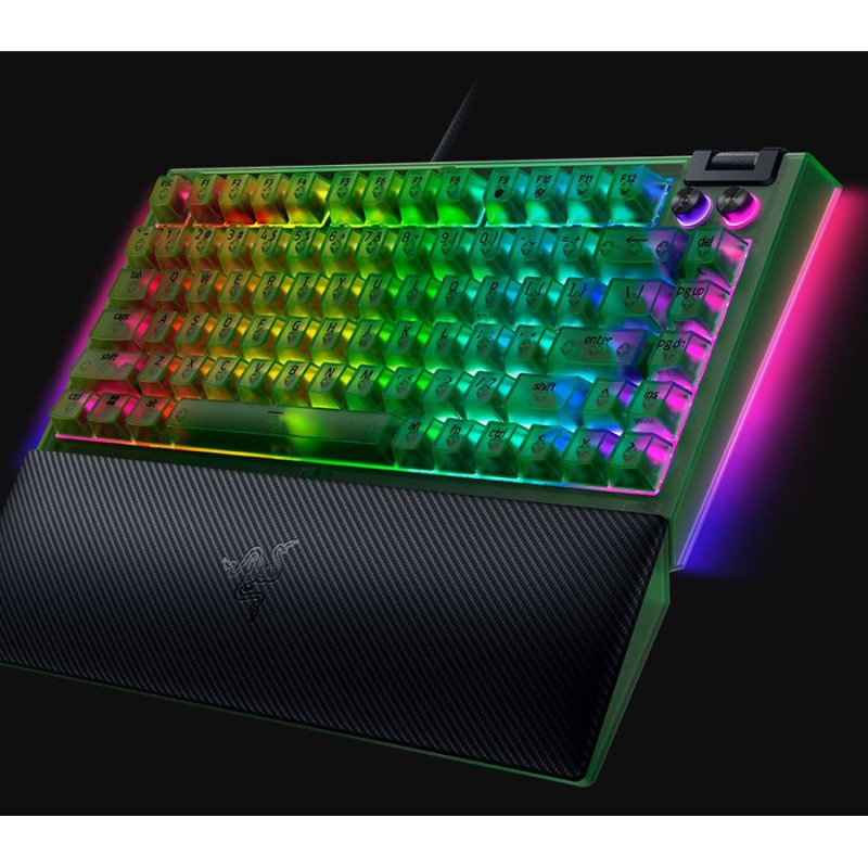 Razer | BlackWidow V4 75% | Mechanical Gaming Keyboard | Wired | US | Mechanical Switches | Phantom Green Edition | Chroma RGB