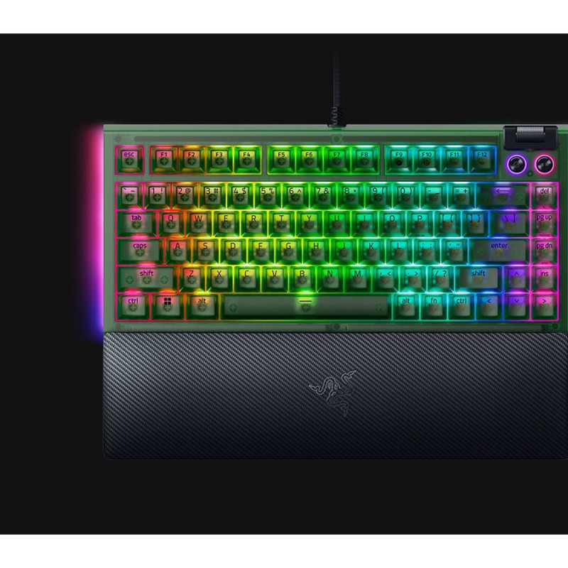 Razer | BlackWidow V4 75% | Mechanical Gaming Keyboard | Wired | US | Mechanical Switches | Phantom Green Edition | Chroma RGB