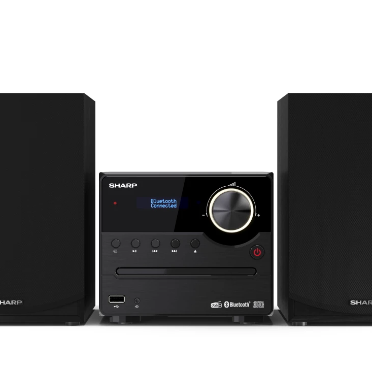 Sharp XL-B517D(BK) Hi-Fi mikro sistēma, CD/FM/USB/Bluetooth v5.0, Aux-in, 45W, melna | Sharp | Hi-Fi Micro System | XL-B517D(BK) | Black | USB port | AUX in | Bluetooth | CD player | FM radio | Wireless connection