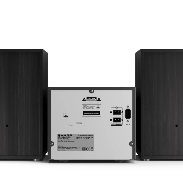 Sharp XL-B517D(BK) Hi-Fi mikro sistēma, CD/FM/USB/Bluetooth v5.0, Aux-in, 45W, melna | Sharp | Hi-Fi Micro System | XL-B517D(BK) | Black | USB port | AUX in | Bluetooth | CD player | FM radio | Wireless connection