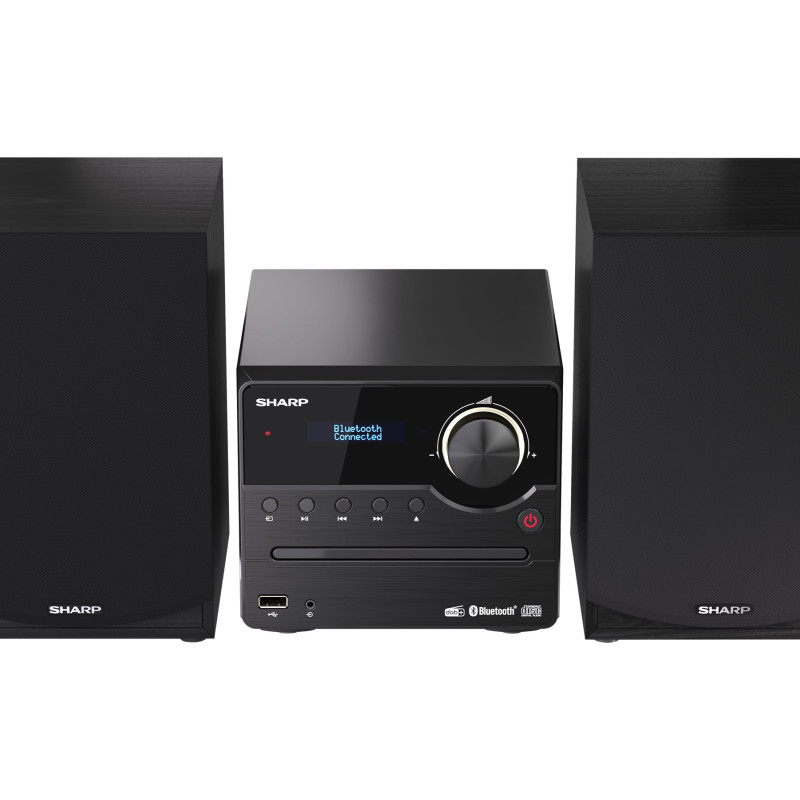 Sharp XL-B517D(BK) Hi-Fi mikro sistēma, CD/FM/USB/Bluetooth v5.0, Aux-in, 45W, melna | Sharp | Hi-Fi Micro System | XL-B517D(BK) | Black | USB port | AUX in | Bluetooth | CD player | FM radio | Wireless connection