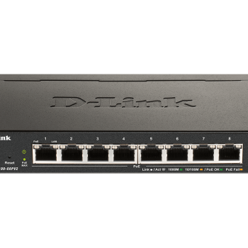 D-Link | 8 portu Gigabit PoE viedais pārvaldāms slēdzis | DGS-1100-08PV2 | Web pārvaldāms | Desktop | Barošanas avots: ārējs