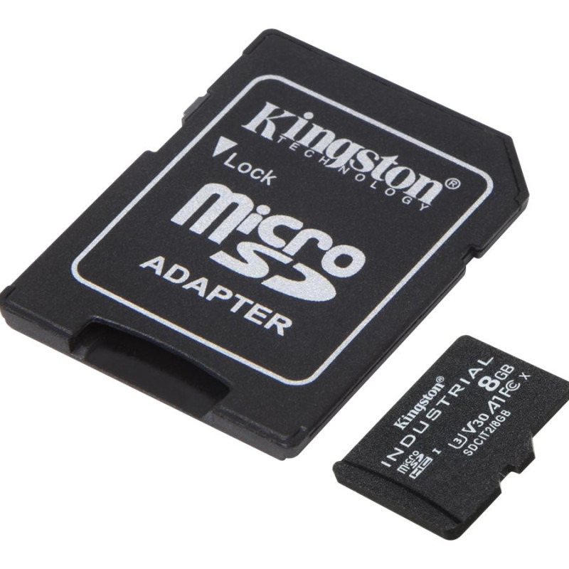 Kingston | UHS-I | 8 GB | microSDHC/SDXC rūpnieciskā karte | Flash atmiņas klase Class 10, UHS-I, U3, V30, A1 | SD adapters