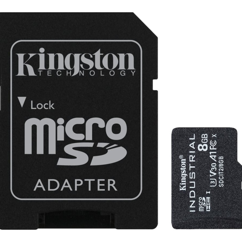 Kingston | UHS-I | 8 GB | microSDHC/SDXC rūpnieciskā karte | Flash atmiņas klase Class 10, UHS-I, U3, V30, A1 | SD adapters