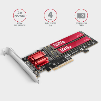 AXAGON PCIe 2x NVMe M.2 kontrolieris | PCEM2-ND