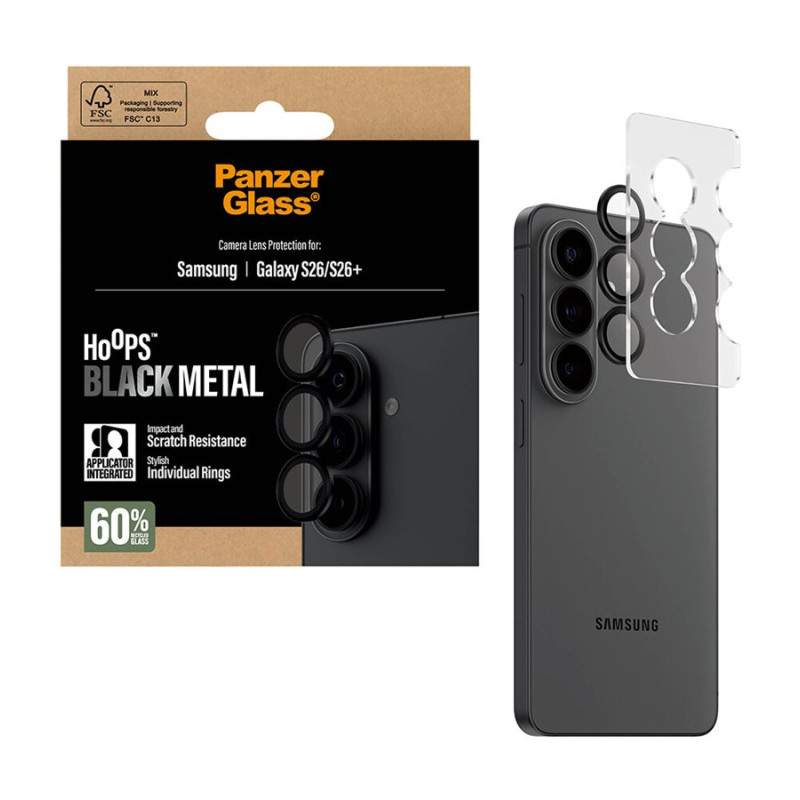 PanzerGlass Hoops kameras lēcas aizsargs melns Samsung New Galaxy S26 | S26 Plus | PanzerGlass