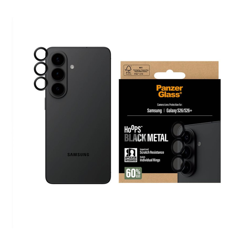 PanzerGlass Hoops kameras lēcas aizsargs melns Samsung New Galaxy S26 | S26 Plus | PanzerGlass