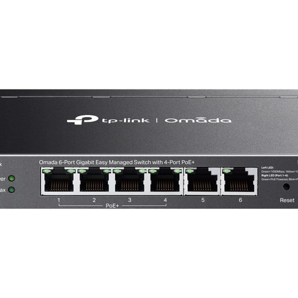 TP-LINK ES206GP Omada 6-Portu Gigabit viegli pārvaldāms komutators ar 4 Portu PoE+ | TP-LINK