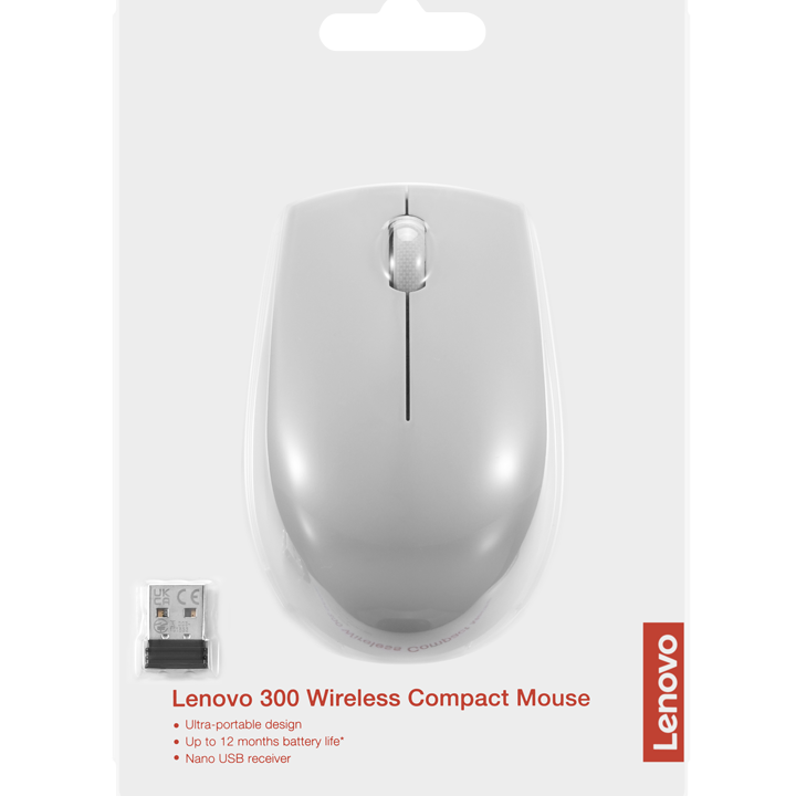 Lenovo | Compact Mouse with battery | 300 | Bezvadu | Arctic Grey