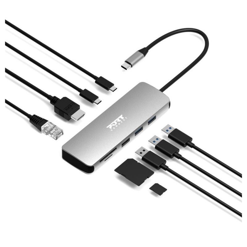 PORT DESIGNS Dokstacija Type C 9 in 1 - 1 x 4K HDMI - PD 85W - Retail Btoc Only | PORT CONNECT
