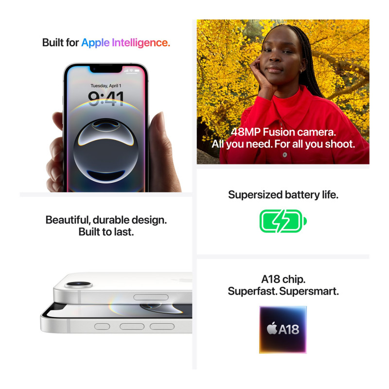 Apple | iPhone 16e | Melns | 6.1