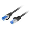 Lanberg | Patch Cord kat. 6 FTP | PCF6A-10CC-0025-BK | S/FTP | S/FTP aizsardzības tips – alumīnija pinums uz vadiem un katra pāra papildu folija. Apvalks no zema dūmu un halogēnu nesaturoša materiāla (LSZH). Kategorijas atbilstība pārbaudīta ar Fluke testeri. Serdi veido CCA daudzvītnes vadi | Melns