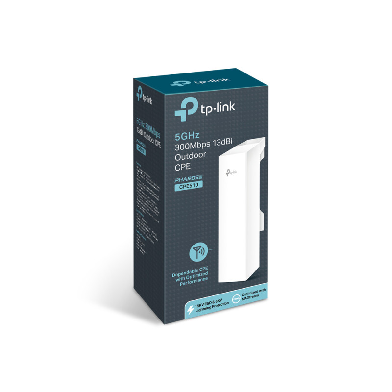 TP-LINK | 5GHz 300Mbps 13dBi āra CPE | CPE510 | 802.11n | 300 Mbit/s | 10/100 Mbit/s | Ethernet LAN (RJ-45) porti 1 | Mesh atbalsts Nav | MU-MIMO Jā | Nav mobilā platjosla | Antenas tips 1xIekšējā