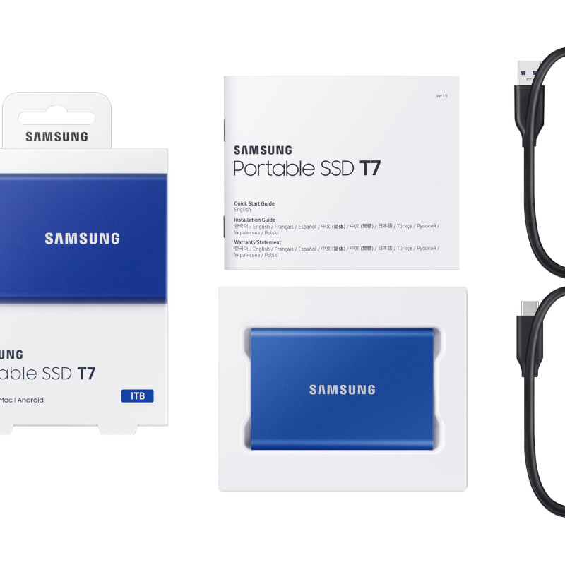 Portable SSD | T7 | 1000 GB | N/A " | USB 3.2 | Blue