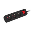 Lanberg Cable Power Strip, 3X French Outlets with Switch, Quality-Grade Copper, 1.5 m | PS1-03E-0150-BK