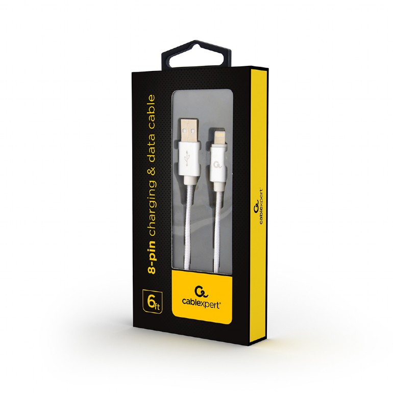 Cablexpert kokvilnas pinuma Micro-USB kabelis ar metāla spraudņiem, 1.8 m, sudraba krāsa, blisteris | Cablexpert