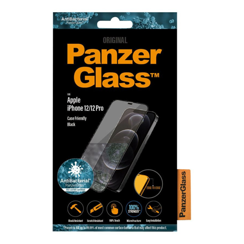 PanzerGlass | Apple | For iPhone 12/12 Pro | Stikls | Melns | 100% skārienjūtīgs; Pārklājums ir netoksisks | Case Friendly