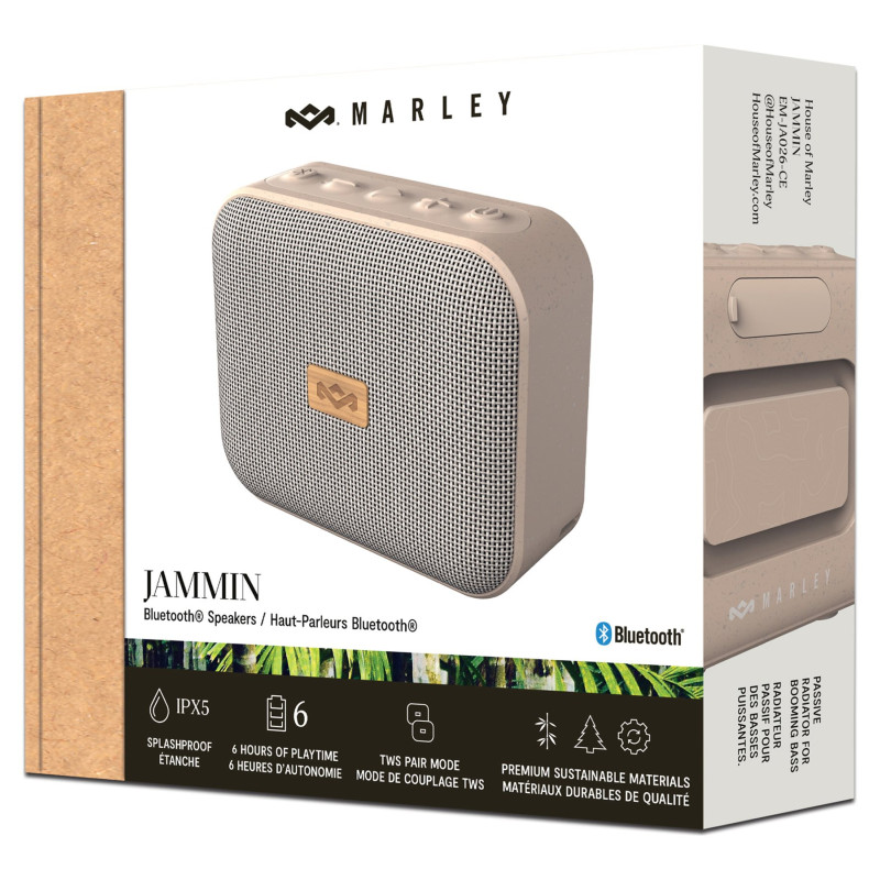Marley Speaker | Jammin | Ūdensdrošs | Bluetooth | Krēma | Pārnēsājams | Bezvadu savienojums