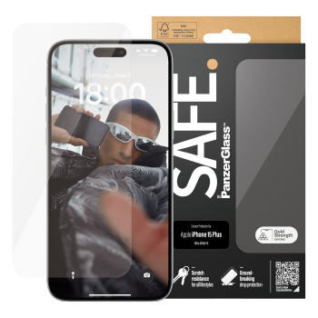 PanzerGlass | SAFE | Screen protector | Apple | iPhone 15 PLUS | Glass | Clear | Ultra-Wide Fit