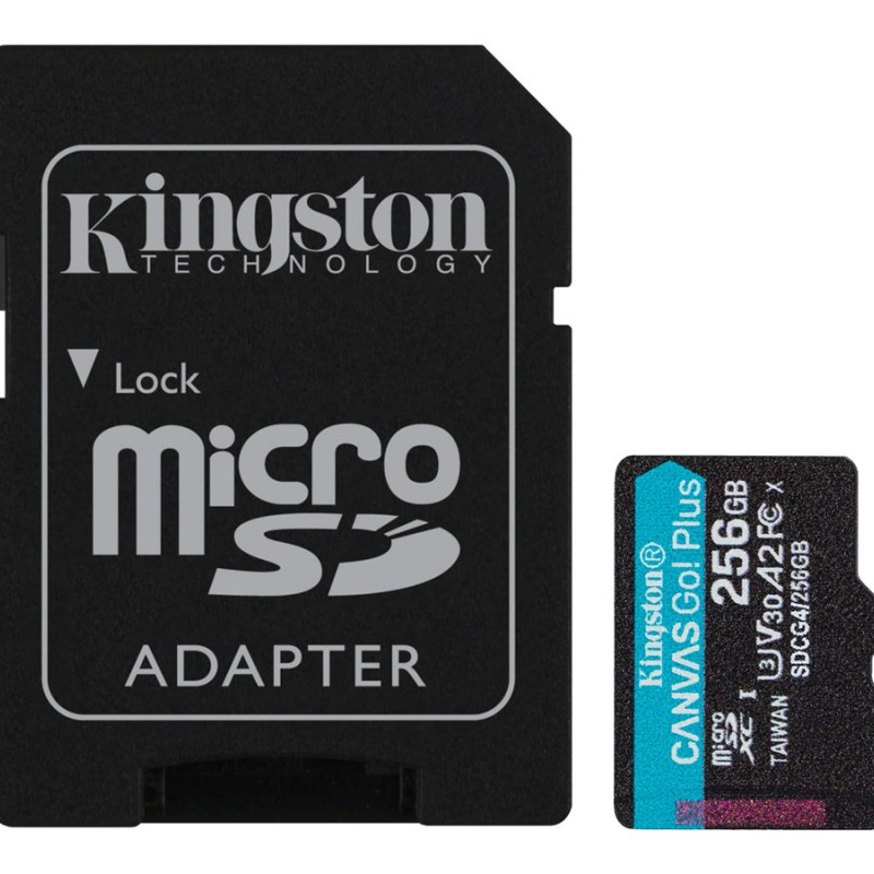 Kingston | Canvas Go! Plus | 256 GB | microSD | Flash memory class Class 10, UHS-I, U3, V30, A2