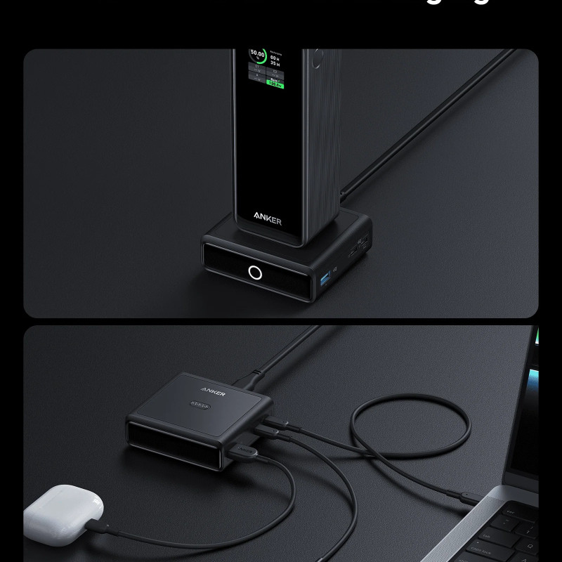 Anker Prime uzlādes pamatne jaudai bankai, 100W | A1902311 | Melna