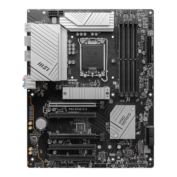 MSI | PRO B760-P II | Procesoru saime Intel | Procesora ligzda LGA1700 | DDR5 | SATA savienotāju skaits 4