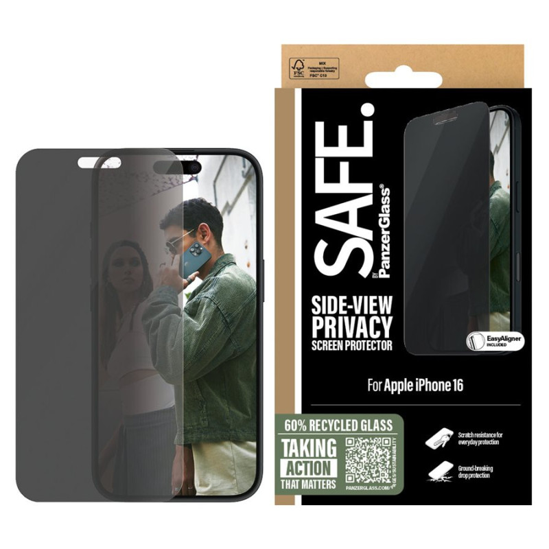 PanzerGlass Screen protector | Apple | iPhone 16 | Glass | Black | Ultra-Wide Fit