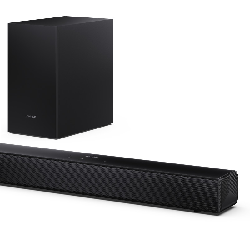 Sharp kompakts 2.1 skaņas josla ar bezvadu zemfrekvences skaļruni | HT-SBW121 | 240 W | Bluetooth | Bezvadu savienojums | Melns