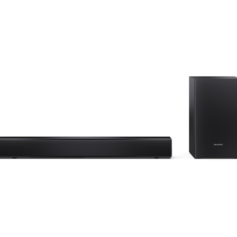 Sharp kompakts 2.1 skaņas josla ar bezvadu zemfrekvences skaļruni | HT-SBW121 | 240 W | Bluetooth | Bezvadu savienojums | Melns