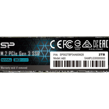Silicon Power SSD | P34A60 | 2000 GB | PCIe Gen3x4 cietvielu disks | Lasīšanas ātrums 2200 MB/s | Rakstīšanas ātrums 1600 MB/s