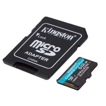 Kingston | Canvas Go! Plus | 512 GB | microSD | Flash atmiņa klase Class 10, UHS-I, U3, V30, A2