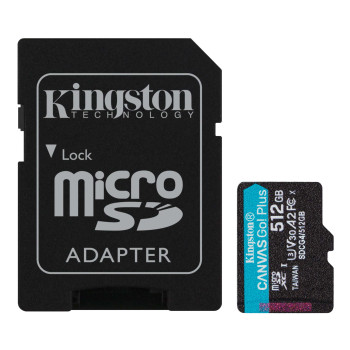 Kingston | Canvas Go! Plus | 512 GB | microSD | Flash atmiņa klase Class 10, UHS-I, U3, V30, A2