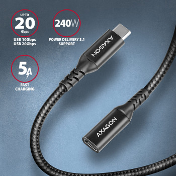 AXAGON | Pagarinājuma USB kabelis 20Gbps | BUCM32-CF15AB | USB Type-C uz USB Type-C