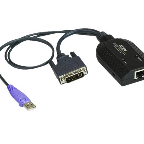 Aten | USB DVI virtuālās multivides KVM adapteris ar viedkaršu atbalstu | KA7166 | Savienojums: 1 x RJ-45 ligzda, Dators: 2 x USB Type A spraudnis, 1 x DVI-D spraudnis.